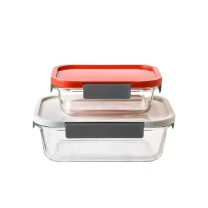 High Quality Glass Leakproof Lid Transparent Airtight Multifunction Press Food Storage Container Microwaveable Portable Kitchen