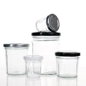 High Quality Hexagon Thickened Transparent Kitchen Canning Food Storage Containers Glass Honey Jar With Sealed Metal Lid