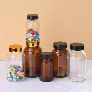 High Quality Manufacturer 200ml 250ml 300ml 400ml 500ml Price Empty Glass Vitamin Transparent Amber Medicine Capsule Bottle