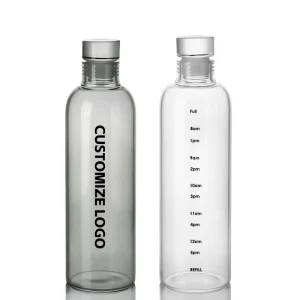 High Quality Portable Transparent Cute Glass Drink Juice 500ml Water Bottle with Cork