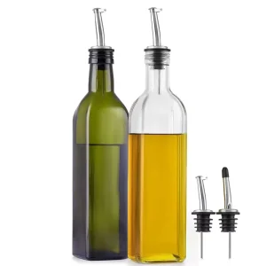 High Quality Square Glass Oil & Vinegar Cruet with Automatic Opening & Closing 500ml Clear Design for Kitchen Party Use