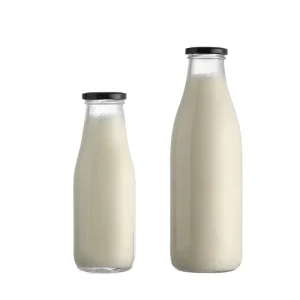 High Quality Transparent 100ml 150ml 200ml Empty Glass Beverage Bottles with Metal Screw Cap Lid Food Grade for Milk