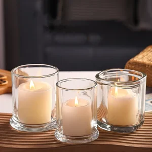 High Quality Transparent Glass Candle Jars with Glass Lid Home Decorative Empty Candle Pot Container Custom for Valentine’s Day