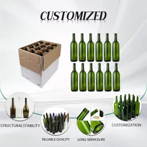 High Quality Wine Packaging Glass Bottle Cork Empty Wine Bottles 750ml Green Glass Wine Bottle
