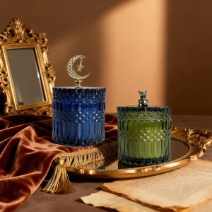 High Quality With Glass Lid Color Glass Jars Custom Scent Logo Soy Wax Luxury Scented Candle Candles