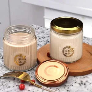 High-Temperature-Resistant Food-Grade Clear Glass Storage Jar with Metal Airtight Lid, 100ml 150ml 200ml, Cylinder Shape