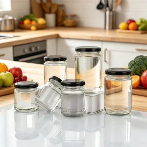High-White Transparent Glass Canning Jar Condiment Jar for Pickles Chili Sauce Beef Paste Honey Jam with Sealable Lid