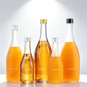 High end 500ml and 750ml Crystal clear Glass Liquor Bottles Featuring an Elegant Bowling pin Shape and Cork Closure