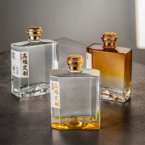 High-quality Square 500ml Gradient Transparent Wine Glass Empty Bottle with Cork Sealing and Screen Printing