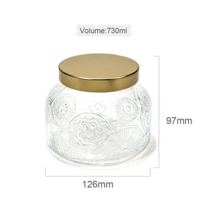 High quality Unique Luxury Glass Candle Container Transparent Glass Candle Jar With Lid Glass Candle Jar ODM 11.2 25.7oz