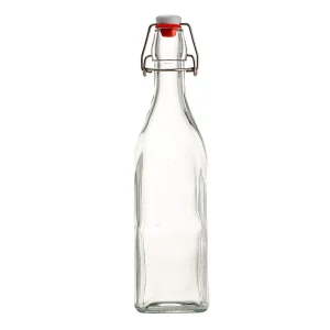 Hinged Cover Leak proof Household Glass Beverage Bottle