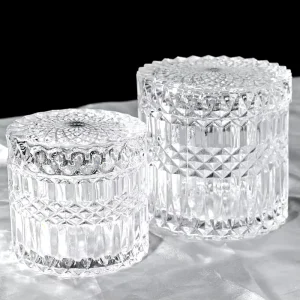 Home Table Decorative Food Containers Food SafeNew Design High Quality Glass Candy Pot Glass Fruit Container Jar