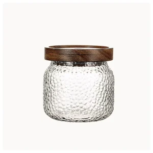 Home and Kitchen Glass Containers for Spices Clear Lead Free Yogurt Glass Jar With Acacia Wood Lid
