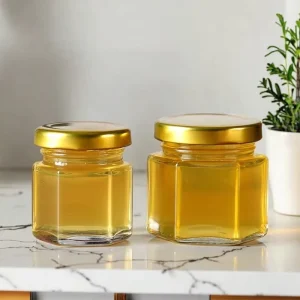 Honey Bottles Packaging 45ml 85ml 100ml 180ml 280ml 380ml 500ml 730ml clear Hexagonal Glass Jar with Lid