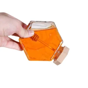 220ML 350ML Glass Honey Bottle & Jam Sauce Jar with Bamboo Lid for Juice & Baby Food Silk Screen Printed