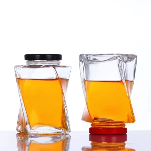 Honey Pot Creative Twisted Square Sealed Jar Food Packaging Bottle Kitchen Storage Glass Jar Pickle Portioning Bottle Milk Candy