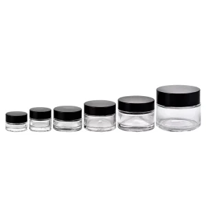 Hot Sales 15 30 50ml Round Silk Screen Printed Glass Jar With Black Lid For Eye Cream Eye Drops & Face Cream
