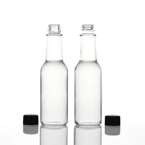 Hot Sauce Chilli Glass Bottle 5oz 8oz 150ml 250ml Round Salad Dressing Ketchup Bottle with Screw Cap Lids