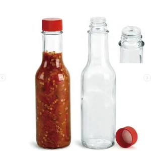 Hot Sauce Glass Bottles for BBQ Chilli Sauce Dressing Empty Round Clear 5oz 8oz Glass Bottle with Seal