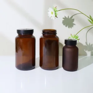 Hot Selling 100ml Amber Glass Jar with Lid Custom Logo Pill Bottle Empty Vitamin Supplements Packaging CE FDA Compliant