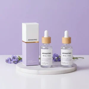 Hot Selling 30ml Transparent Glass Dropper Bottle with Wood Grain Child Resistant Cap for Essential Oil Serum