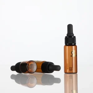 Hot Selling 5 10 15ml Translucent Glossy Amber Glass Bottle with Dropper Sealing Type for Skincare Packaging