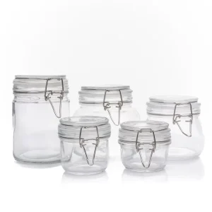 Hot Selling 500ml 250ml Crystal Glass Empty Kitchen Storage Honey Jam Container sealed Glass Jars with Glass Lid