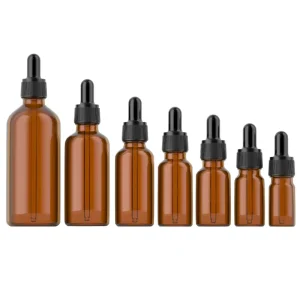 Hot Selling Amber Glass Dropper Bottle Multi Sizes Essential Oil Vial Silk Print Logo Cosmetic Pack for Aroma Serum