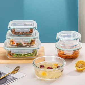 Hot Selling BPA Free Borosilicate Glass Food Storage Containers Heatable Airtight Microwave Safe Leak Proof OEM