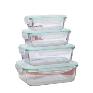 Hot Selling Borosilicate Glass Food Container Lunch Box with Lid Oven Safe air Tight Food Storage with Bag