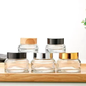 Hot Selling High-end Spot Glass Cosmetic Jar 15g 30g 50g 100g Cosmetic Container Oblique Shoulder Cream Jar