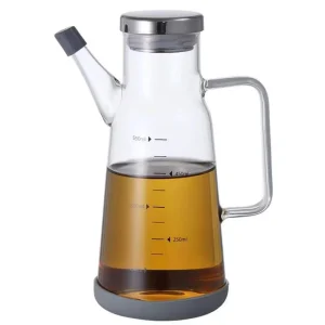 Household Large Capacity Leak-Proof Transparent Glass Seasoning Bottle with Oil Injector for Soy Sauce and Vinegar