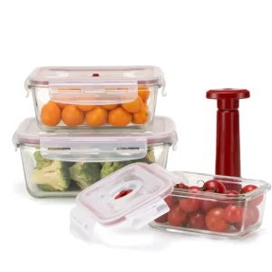 IKOO GLASS Storage Containers Food Glass Container with Vacuum Pump
