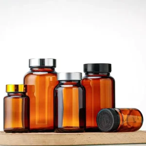 In Stock Custom 100 150 200 250 300 400 Ml Glass Packaging Vitamin Empty Pill Bottles Medical Amber Capsule Bottle