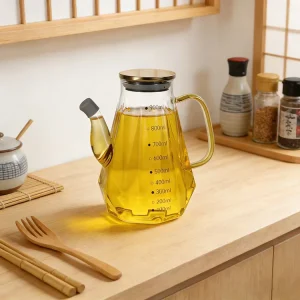 Innovative Diamond Shapes Borosilicate Glass Oil and Vinegar Bottle Set Empty Olive Oil Bottles Olive Oil Cans
