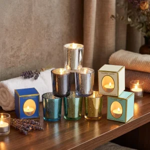 Iridescent Glass Candle Jar with Lid Luxury Empty Container for Candle Making & Gift Sets