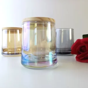 Iridescent Glass Candle Jars with Lid for Candle Making