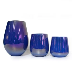 Iridescent Purple Thin-Wall Glass Candle Jar with Bamboo Cap