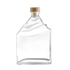 Irregular Flat Square Glass Bottle for Wine Vodka Tequila Brandy and Whiskey with T Cap
