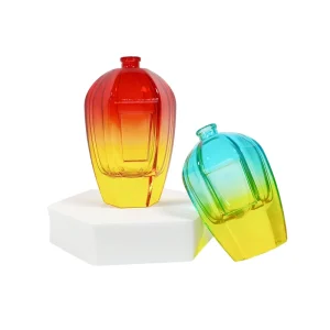 Irregular Luxury Empty Glass Perfume Bottle 50ml 100ml Unique Customize Spray with Frost Engraving Gradient Custom Color Box