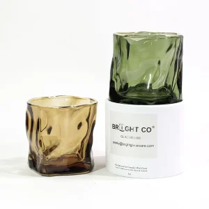 Irregular Wave-Shaped Glass Candle Jar with Lid, Packaging for Candle Making