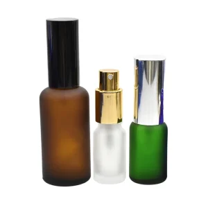 JAWIN 50ml Brown Frosted Spray Glass Perfume Bottle with Black Gold Lid Screen Printed Pump Sprayer