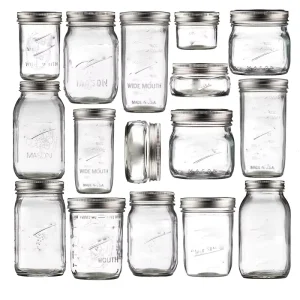 Jam Jar Mason Bottle Food Storage Jars with Silver Metal Lid for Canning