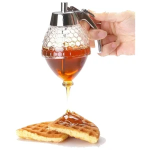 Japanese Press-Type Glass Honey Jar and Sauce Bottle with Sealed Funnel for Syrup and Spices