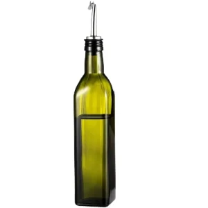 Kitchen 500ml Square Glass Oil Dispensers Green Clear Olive Oil Bottles Soy Sauce Pourer