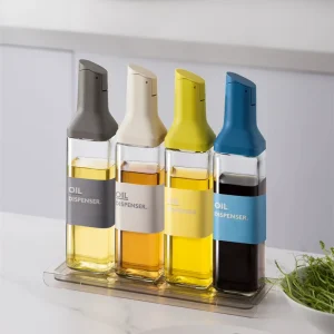 Kitchen 500ml clear Glass Olive Cooking Leakproof Vinegar Oil Dispenser Glass Bottle