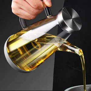 Kitchen Cooking Drip Free Borosilicate Glass Olive Oil Vinegar Soy Sauce Syrup Jug Bottle Jar with Stainless Steel Lid