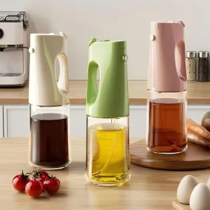 Kitchen Cooking Modern 2 in 1 Borosilicate Glass Oil Sprayer Vinegar Dispenser Pouring Bottle