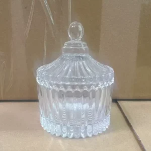 Kitchen Glass Food Storage Container Glass Candy Jar Lid 75ml clear Glass Candle Holder Jars Containers with Glass Lids