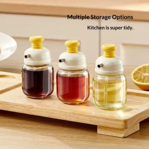Kitchen Glass Oil Bottle With Quantitative Press Dispenser and Precise Oil Control for Soy Sauce Vinegar and Seasoning